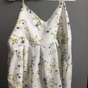 Shein White Flowered Tank Top